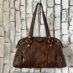 Brown leather fossil handbag Final Price